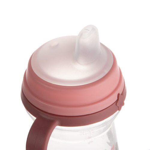 Canpol babies Itatópohár szilikonos ivócsőrrel, FirstCup, 250 ml, Bonjour Paris - rózsaszín