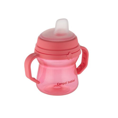 Canpol babies Itatópohár szilikonos ivócsőrrel, FirstCup, 150 ml, rózsaszín