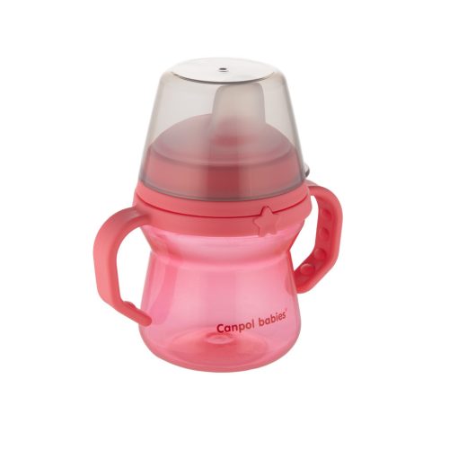 Canpol babies Itatópohár szilikonos ivócsőrrel, FirstCup, 150 ml, rózsaszín