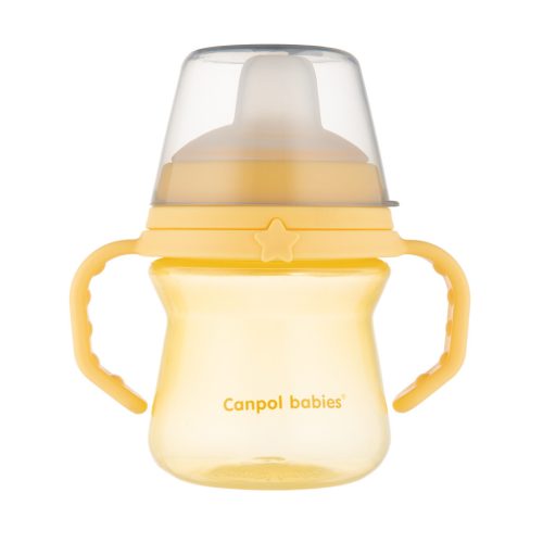 Canpol babies Itatópohár szilikonos ivócsőrrel, FirstCup, 150 ml, sárga