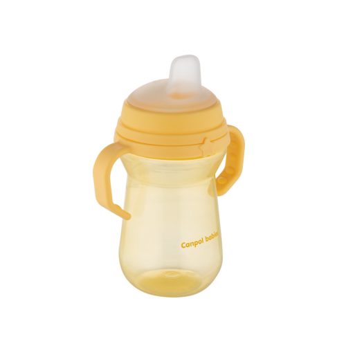 Canpol babies Itatópohár szilikonos ivócsőrrel, FirstCup, 250 ml, sárga