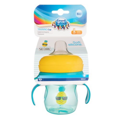 Canpol babies Gyakorló itatópohár szilikon szeleppel, 150 ml, SO COOL - türkiz