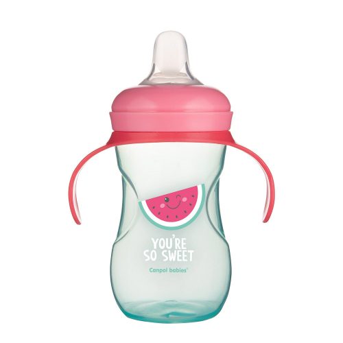 Canpol babies Gyakorló itatópohár szilikon szeleppel, 270 ml, SO COOL - rózsaszín