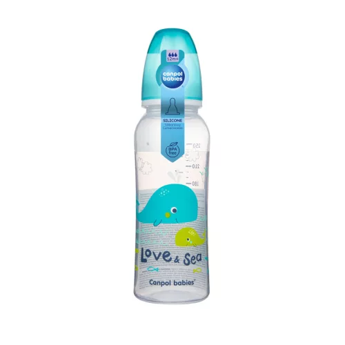 Canpol babies Keskeny nyakú cumisüveg, 250 ml, LOVE&SEA