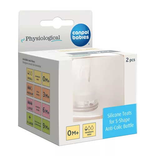 Canpol babies Szilikon etetőcumi az S-alakú cumisüvegekhez, 0hó+, 2db, mini
