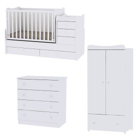   Lorelli Maxi Plus kombi ágy 70x160 + Komód + Exclusive szekrény - White