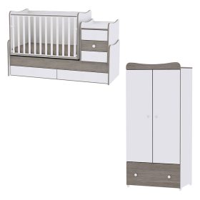   Lorelli Maxi plus kombi ágy 70x160 + Exclusive szekrény - White & Coffee