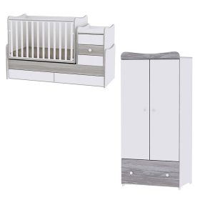   Lorelli Maxi Plus kombi ágy 70x160 + Exclusive szekrény - White & Artwood