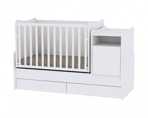 Lorelli Trend PLUS kombi ágy 70x165 + Cupboard pelenkázó komód + Exclusive szekrény - White