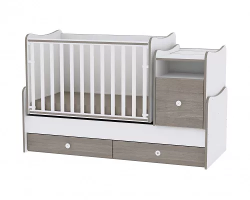 Lorelli Trend PLUS kombi ágy 70x165 + Exclusive szekrény - White & Coffee