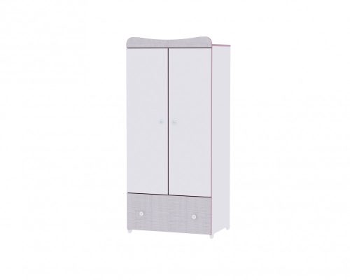 Lorelli Trend PLUS kombi ágy 70x165 + Exclusive szekrény - White & Pink Crossline
