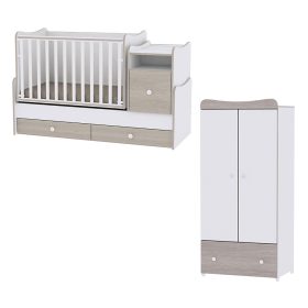   Lorelli Trend PLUS kombi ágy 70x165 + Exclusive szekrény - White & Amber