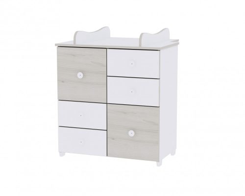 Lorelli Trend PLUS kombi ágy 70x165 + Cupboard pelenkázó komód - White & Light Oak