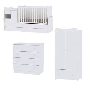   Lorelli MiniMax kombi ágy 72x190 + Komód + Exclusive szekrény - White