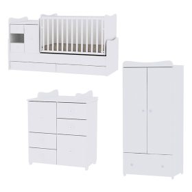   Lorelli MiniMax kombi ágy 72x190 + Cupboard pelenkázó komód + Exclusive szekrény - White
