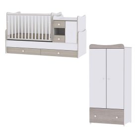   Lorelli MiniMax kombi ágy 72x190 + Exclusive szekrény - White & Amber
