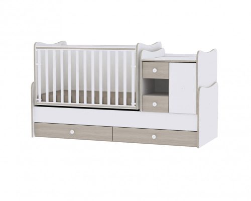 Lorelli MiniMax kombi ágy 72x190 + Exclusive szekrény - White & Amber
