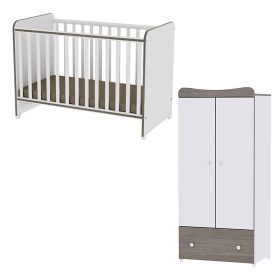   Lorelli Sweet Dream kiságy 60x120 + Exclusive szekrény - White & Coffee