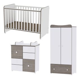   Lorelli Sweet Dream kiságy 60x120 + Cupboard pelenkázó komód + Exclusive szekrény - White & Coffee