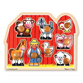   Melissa & Doug Fa készségfejlestő játék, Puzzle fogantyúval Farm