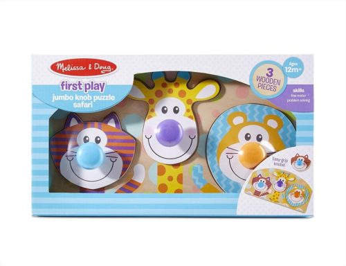 Melissa & Doug Fa készségfejlesztő játék, Puzzle fogantyúval, szafari