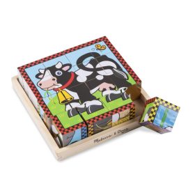   Melissa & Doug Fa készségfejlesztő játék, Kockakirakó, háziállatok