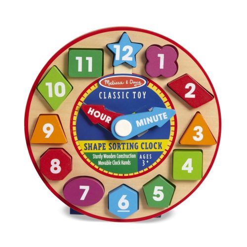 Melissa & Doug fa készségfejlesztő játék, formaillesztő óra