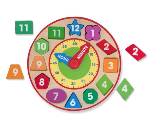 Melissa & Doug fa készségfejlesztő játék, formaillesztő óra