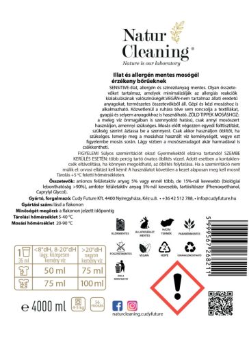 NaturCleaning Sensitive mosógél 4 liter - Illat,- és allergénmentes