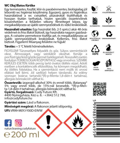 NaturCleaning WC olaj 200 ml - illatos fürtike