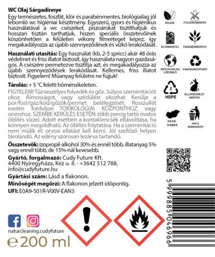 NaturCleaning WC olaj 200 ml - sárgadinnye