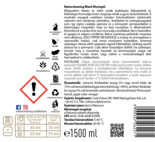 NaturCleaning Black hipoallergén mosógél 1,5 liter