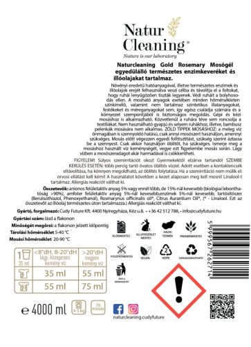 NaturCleaning Gold Rosemary hipoallergén mosógél 4 liter