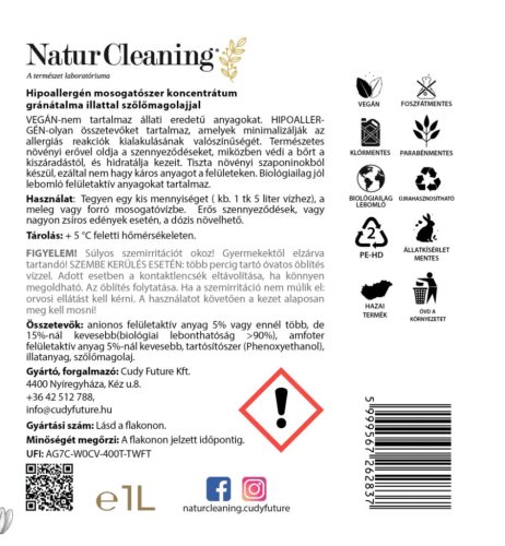 NaturCleaning Mosogatószer koncentrátum 5 liter - gránátalma