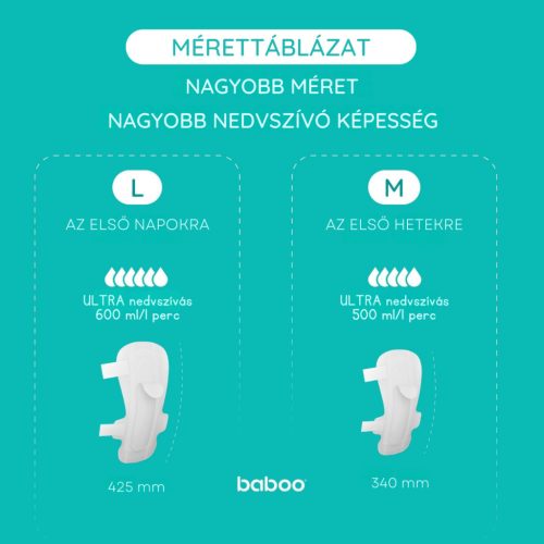 Baboo eldobható szülés utáni betét, 10 db, M, 340 mm