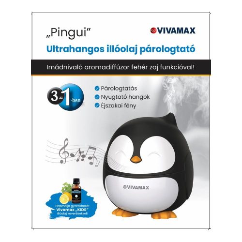 Vivamax Ultrahangos illóolaj párologtató fehér zaj funkcióval Pingvin