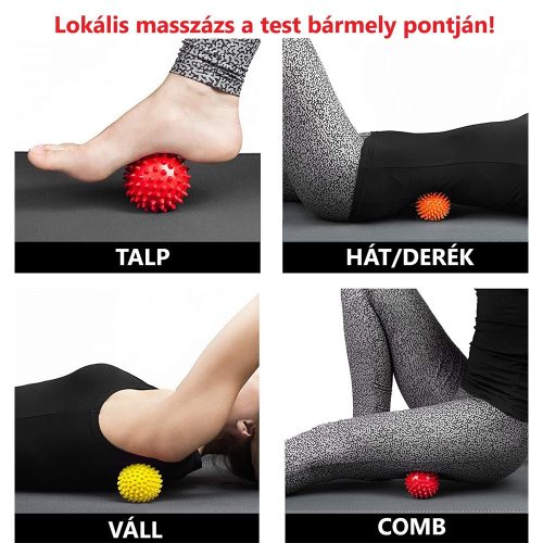 VivaFit Tüskés masszírozó labda 7,5 cm - fekete